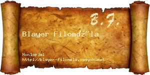 Blayer Filoméla névjegykártya